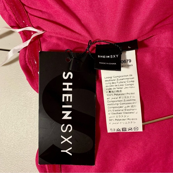 NWT SHEIN SXY Pink Sequin Crop Tube Top L - Picture 7 of 9